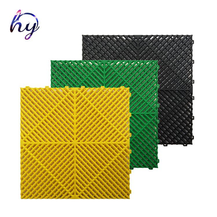 Interlocking Rubber Floor Tiles with Drain Holes DIY Size PVC Drainage Floor Tiles Mat